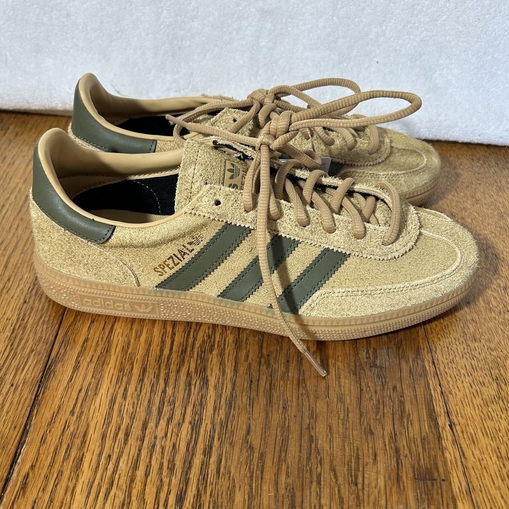 Adidas Womens Size 9 M's 7.5 Handball Spezial Golden Beige Olive Green Shoes - Picture 3 of 7